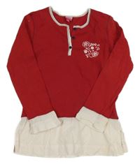 Červeno-smotanová tunika s kvetinami a gombíkmi Tik&Tak