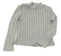 Sivé melírované rebrované úpletové tričko Shein