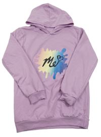 Levandulová ľahká mikina s potlačou a kapucňou