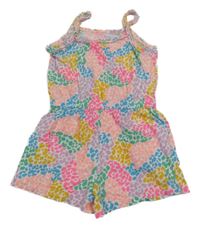 Bílo-barevný vzorovaný bavlněný kraťasový overal Matalan