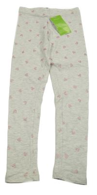 Nové - Světlešedé melírované legíny se srdíčky Dopodopo