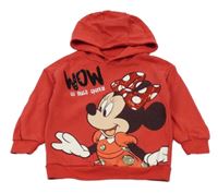 Červená mikina s Minnie s flitrami a kapucňou Disney