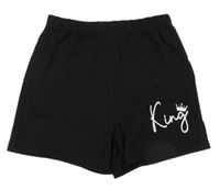 Čierne bavlnené kraťasy s nápisom s korunkou Shein