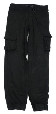 Čierne plátenné cargo cuff nohavice C&A