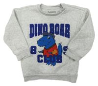 Sivá melírovaná mikina s dinosaurom Nutmeg