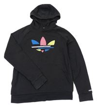 Černá mikina s logem a kapucí Adidas