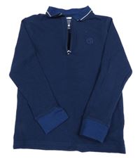 Tmavomodré žebrované polo triko F&F