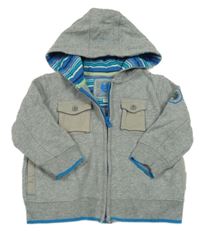 Sivá melírovaná prepínaci mikina s vreckami a kapucňou Baker