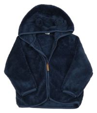 Tmavomodrá chlpatá prepínaci mikina s kapucňou H&M