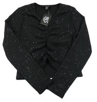 Nové - černé třpytivé crop triko New Look