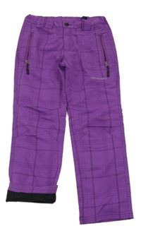 Fialové kockované šušťákové nohavice