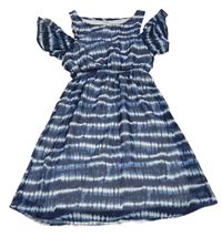 Tmavomodro-biele pruhované šifónové šaty Y.F.K.