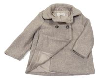 Béžový melírovaný flaušový kabát s límečkem H&M