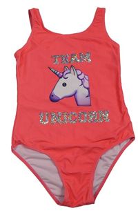 Růžové jednodílné plavky s jednorožcem Primark