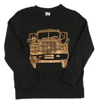 Tmavosivá mikina s autom zn. C&A