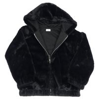 Černá kožešinová podšitá bunda s kapucí F&F