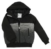 Černo-šedá šusťáková zimní bunda s reflexním prvkem a kapucí Nutmeg