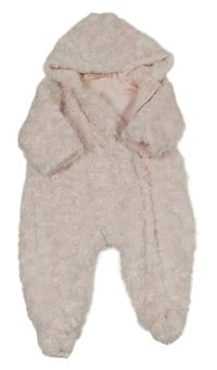 Světlerůžová kožešinová zateplená kombinéza s kapucí Ergee