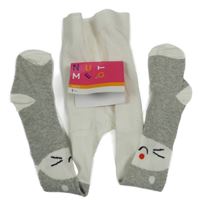 Nové - Bílo-šedé punčocháče s čumáky Nutmeg