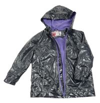 Tmavostříbrná lesklá lehce zateplená bunda s kapucňou Pocopiano