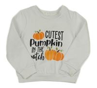 Biela mikina s nápisom a dýněmi Shein