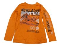 Oranžové tričko s horami a nápismi George