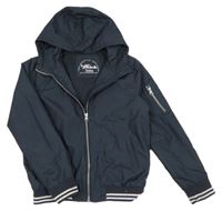 Tmavomodrá šušťáková lehce zateplená bunda s kapucňou Nutmeg