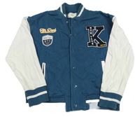 Modro-bílá baseballová mikina s nápisy C&A