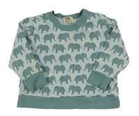 Světlemodro-zelená mikina se slony Alana