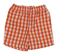 Červeno-biele kockované plátenné kraťasy Jacaidi