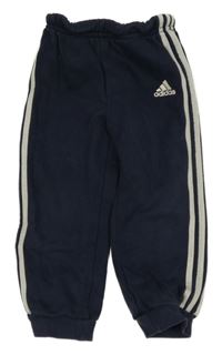 Tmavomodro-béžové tepláky s pruhmi Adidas
