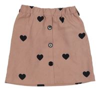 Ružovo-čierna rebrovaná sukňa so srdiečkami Shein