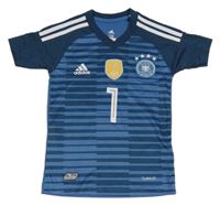 Modré pruhované sportovní tričko s číslem Adidas