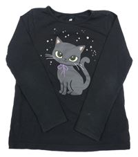 Černé triko s kočičkou H&M