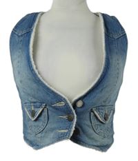 Dámská světlemodrá zateplená crop vesta Denim 