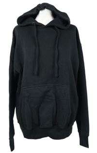 Pánská černá mikina s potiskem a kapucí 