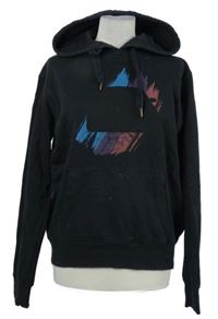 Pánská černá mikina s potiskem a kapucí 