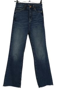 Dámské tmavomodré flare roztřepené rifle C&A