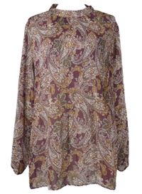 Dámska vínová vzorovaná plisovaná šifónová blúzka Primark