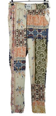 Nové - Dámské smetanovo-barevné vzorované harémové kalhoty Next 