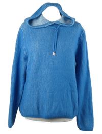 Dámský světlemodrý žebrovaný vlněný svetr s kapucí S. Oliver 