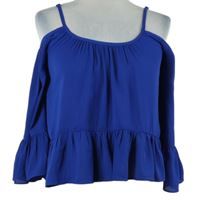 Dámská kobaltově modrá crop peplum halenka s volnými rameny C&A