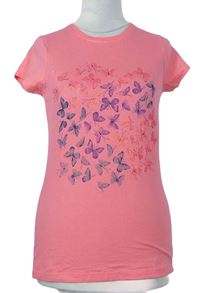 Dámske ružové tričko s motýlikmi Nutmeg