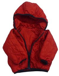 Červená šušťáková prešívaná zateplená bunda s kapucňou M&S