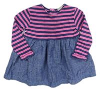 Ružovo-tmavomodro-modré bavlněno/riflové šaty s pruhmi Next