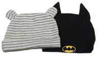 2x čepice čierna s Batmanem+ pruhovaná