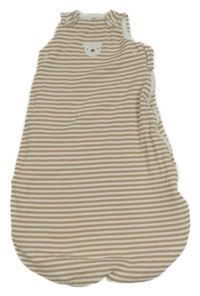 Béžovo-bílý pruhovaný zateplený spací pytel s medvědem F&F