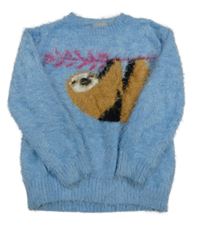 Svetlomodrý chlpatý sveter s lenochodem Matalan