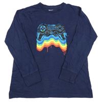 Tmavomodré triko s ovladačem Next