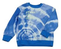 Modrá batikovaná mikina s nápisom Dunnes